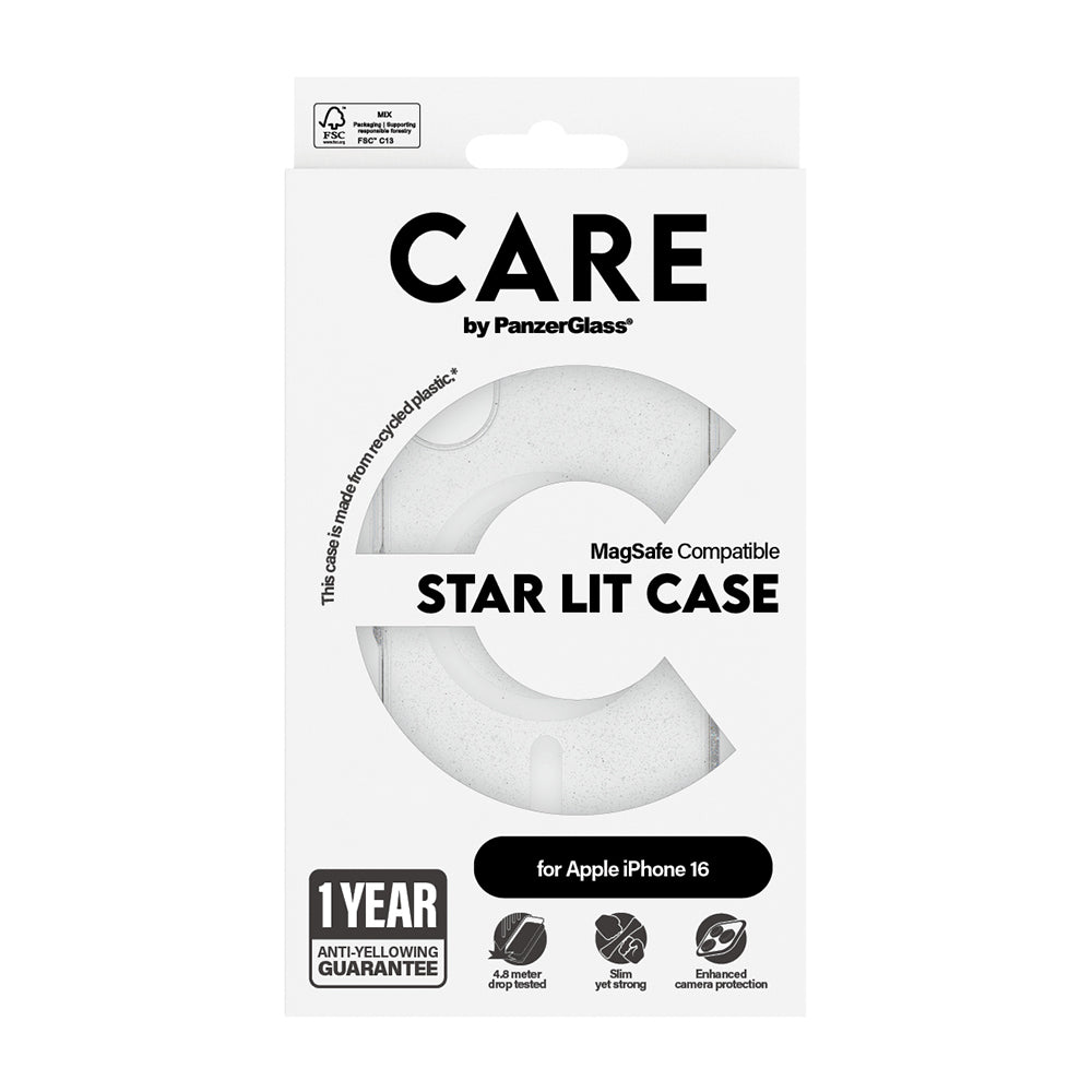 Futrola MagSafe za Apple iPhone 16, PanzerGlass, Care Urban Combat Star Lit, Bijela Prozirna