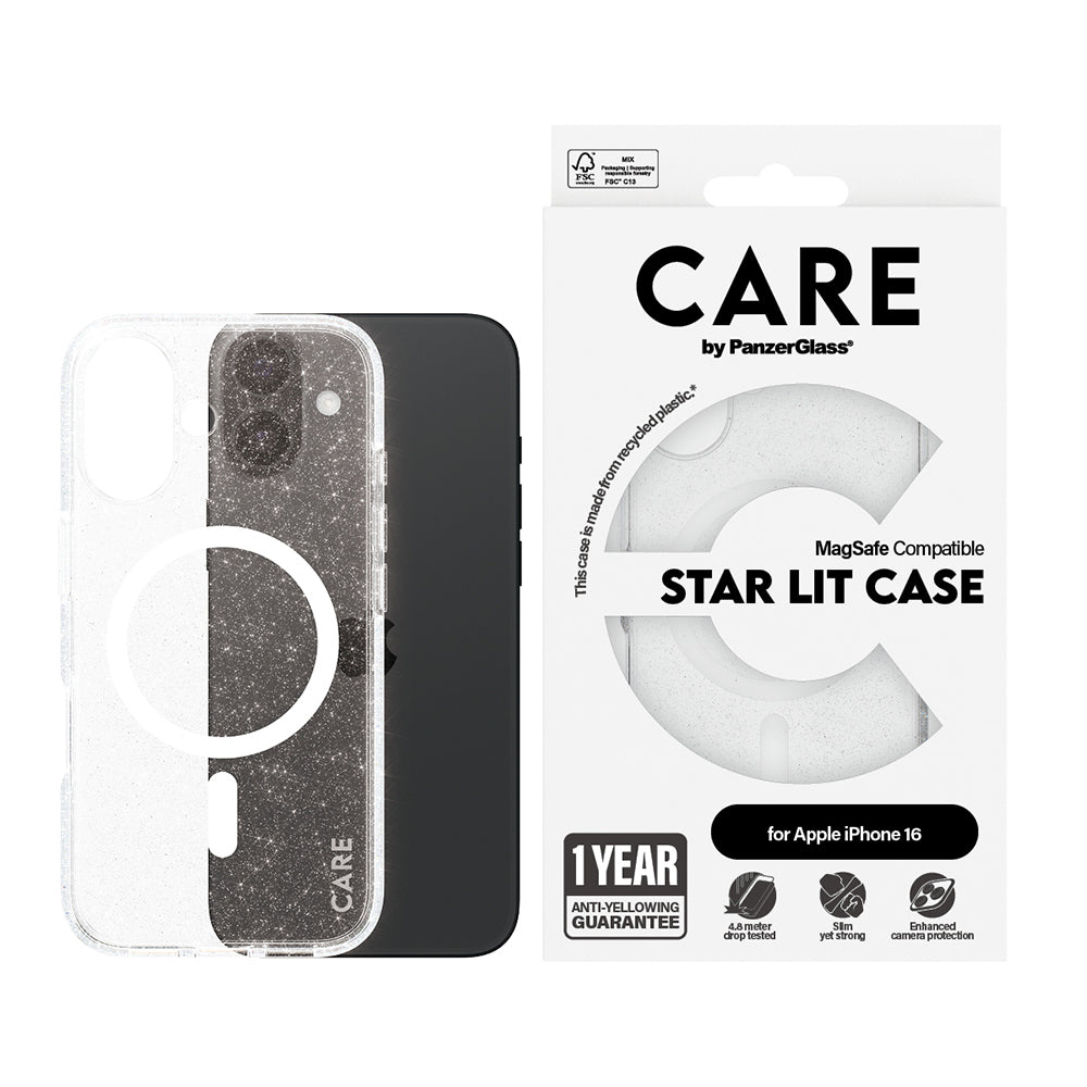 Futrola MagSafe za Apple iPhone 16, PanzerGlass, Care Urban Combat Star Lit, Bijela Prozirna