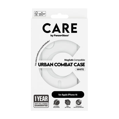 MagSafe futrola za Apple iPhone 16, PanzerGlass, Care Urban Combat, Bijela Prozirnost