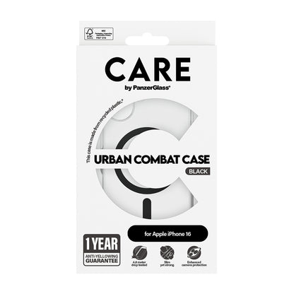 Futrola MagSafe za Apple iPhone 16, PanzerGlass, Care Urban Combat, Crna Prozirna