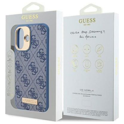 MagSafe futrola za Apple iPhone 16 Plus, Guess, 4G Logo Plate, Plava
