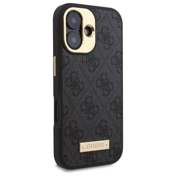 MagSafe futrola za Apple iPhone 16 Plus, Guess, 4G Logo Plate, Crna