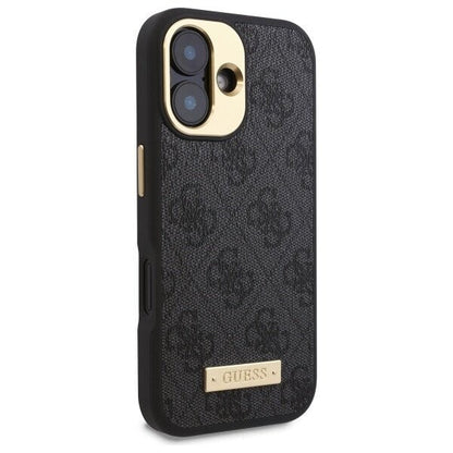 MagSafe futrola za Apple iPhone 16 Plus, Guess, 4G Logo Plate, Crna