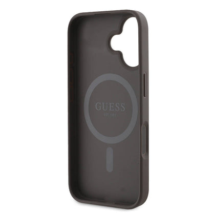 MagSafe futrola za Apple iPhone 16 Plus, Guess, 4G Printed Stripes, smeđa