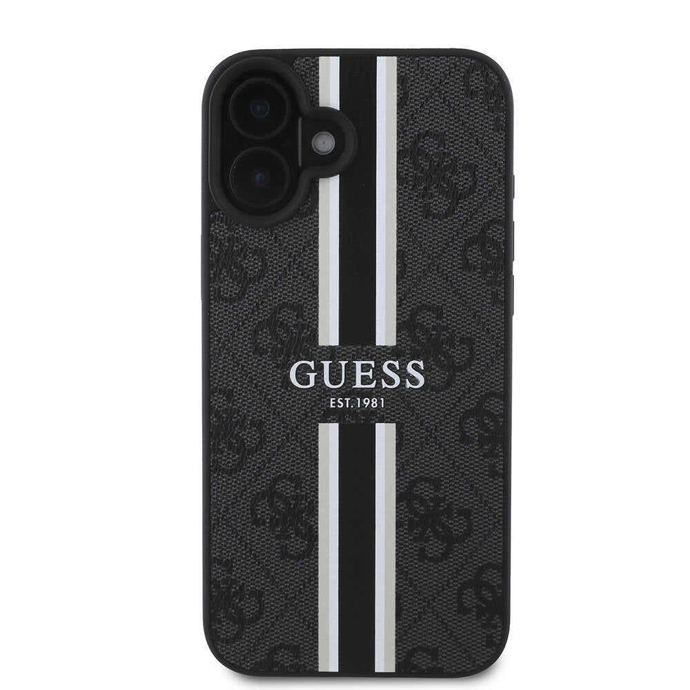 MagSafe futrola za Apple iPhone 16 Plus, Guess, 4G Printed Stripes, Crna