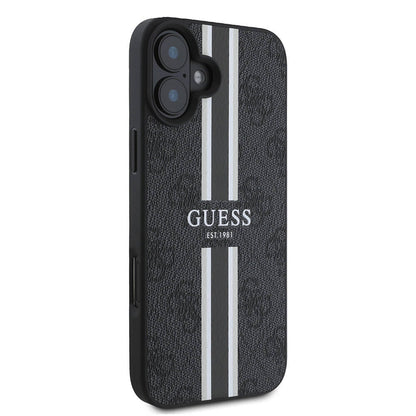 MagSafe futrola za Apple iPhone 16 Plus, Guess, 4G Printed Stripes, Crna