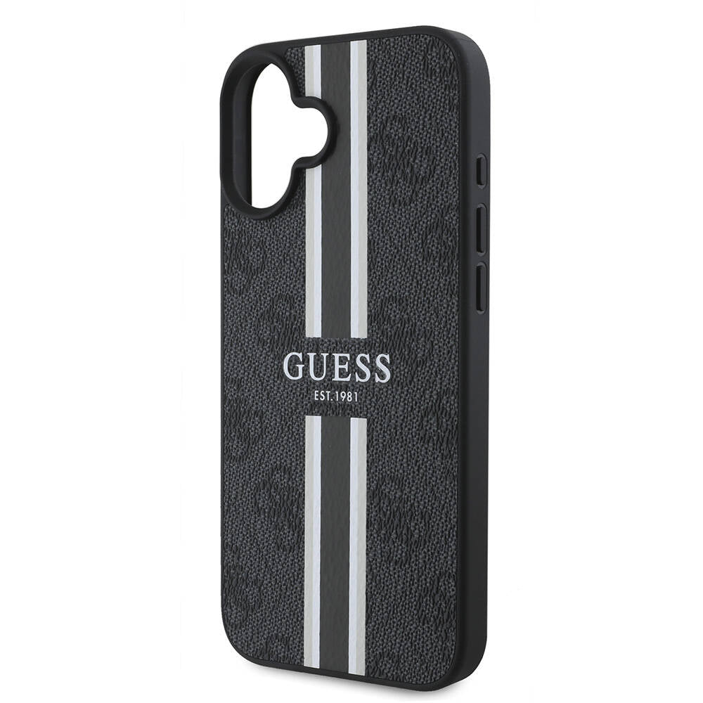 MagSafe futrola za Apple iPhone 16 Plus, Guess, 4G Printed Stripes, Crna
