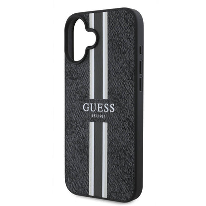 MagSafe futrola za Apple iPhone 16 Plus, Guess, 4G Printed Stripes, Crna