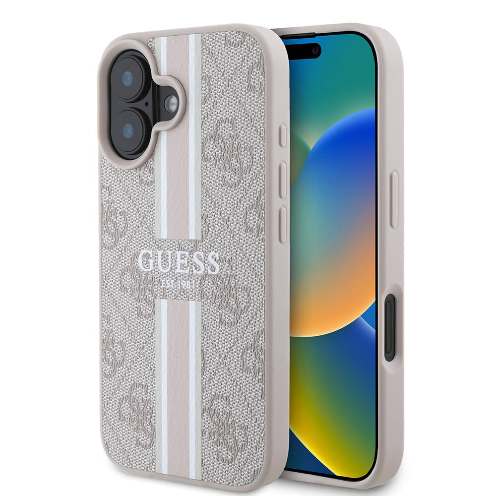 MagSafe futrola za Apple iPhone 16 Plus, Guess, 4G Printed Stripes, Roza
