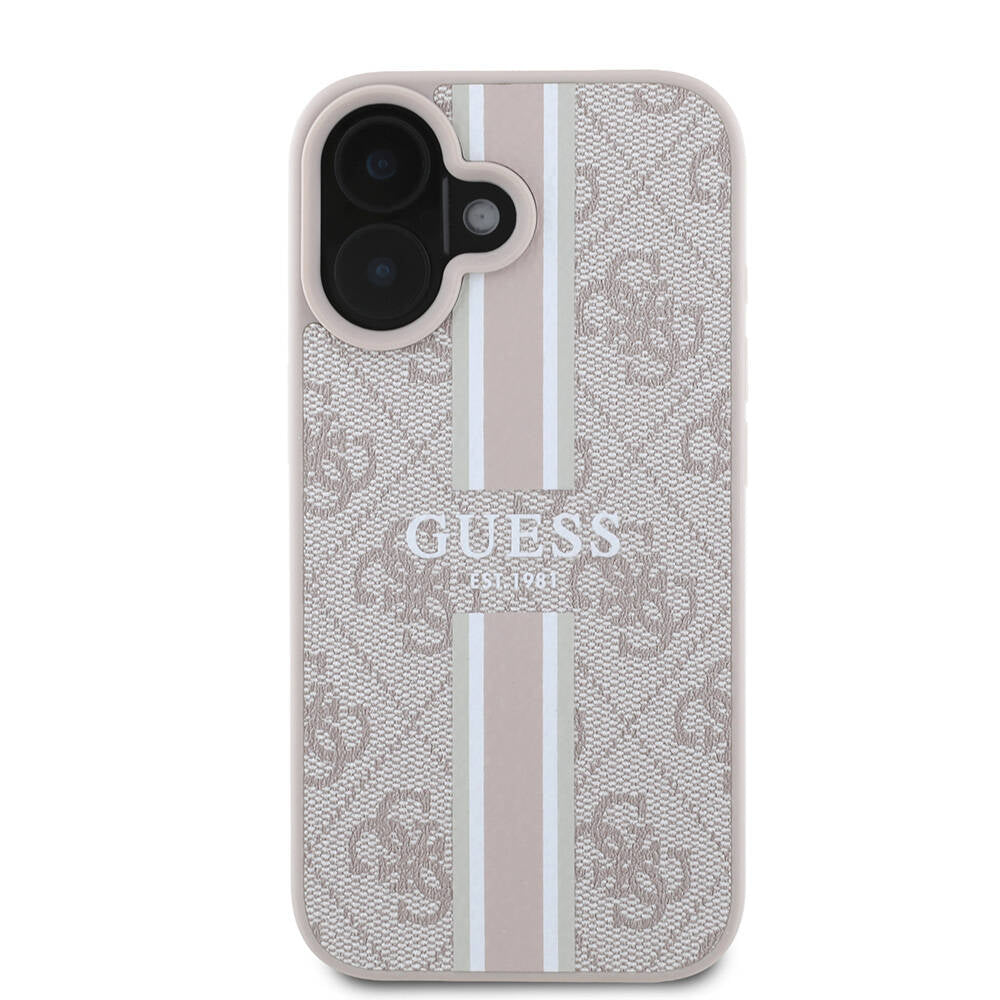 MagSafe futrola za Apple iPhone 16 Plus, Guess, 4G Printed Stripes, Roza
