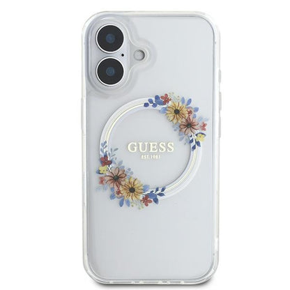 MagSafe futrola za Apple iPhone 16 Plus, Guess, IML Flowers Wreath, Prozirna