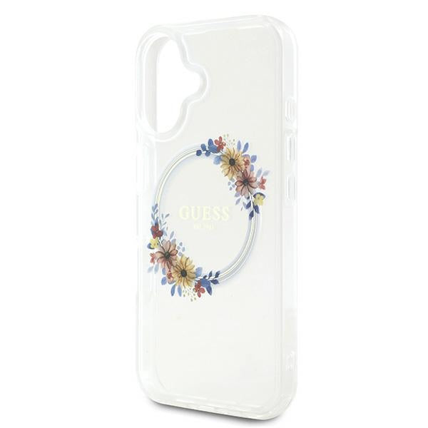 MagSafe futrola za Apple iPhone 16 Plus, Guess, IML Flowers Wreath, Prozirna