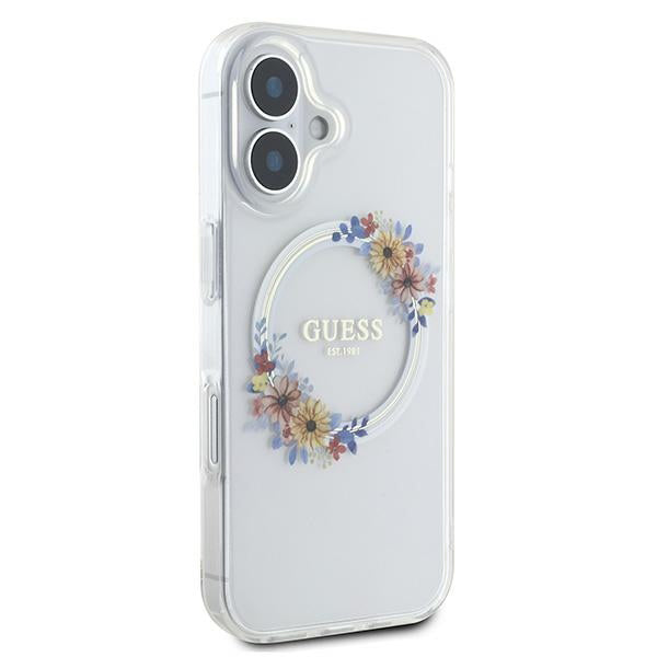 MagSafe futrola za Apple iPhone 16 Plus, Guess, IML Flowers Wreath, Prozirna