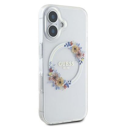 MagSafe futrola za Apple iPhone 16 Plus, Guess, IML Flowers Wreath, Prozirna