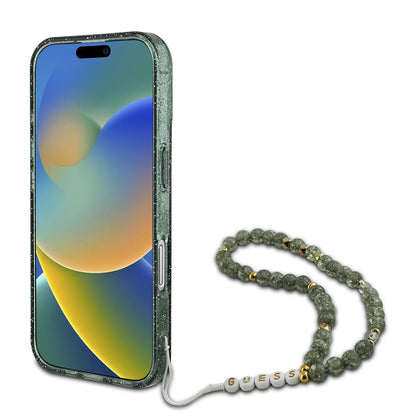 MagSafe futrola za Apple iPhone 16 Plus, Guess, IML Glitter s perlom trakom, Zelena