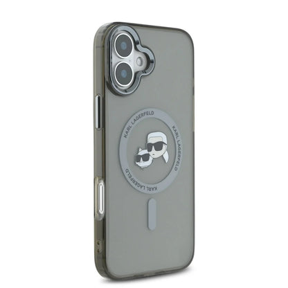 Futrola MagSafe za Apple iPhone 16 Plus, Karl Lagerfeld, IML Metal Karl & Choupette's Heads, Crna