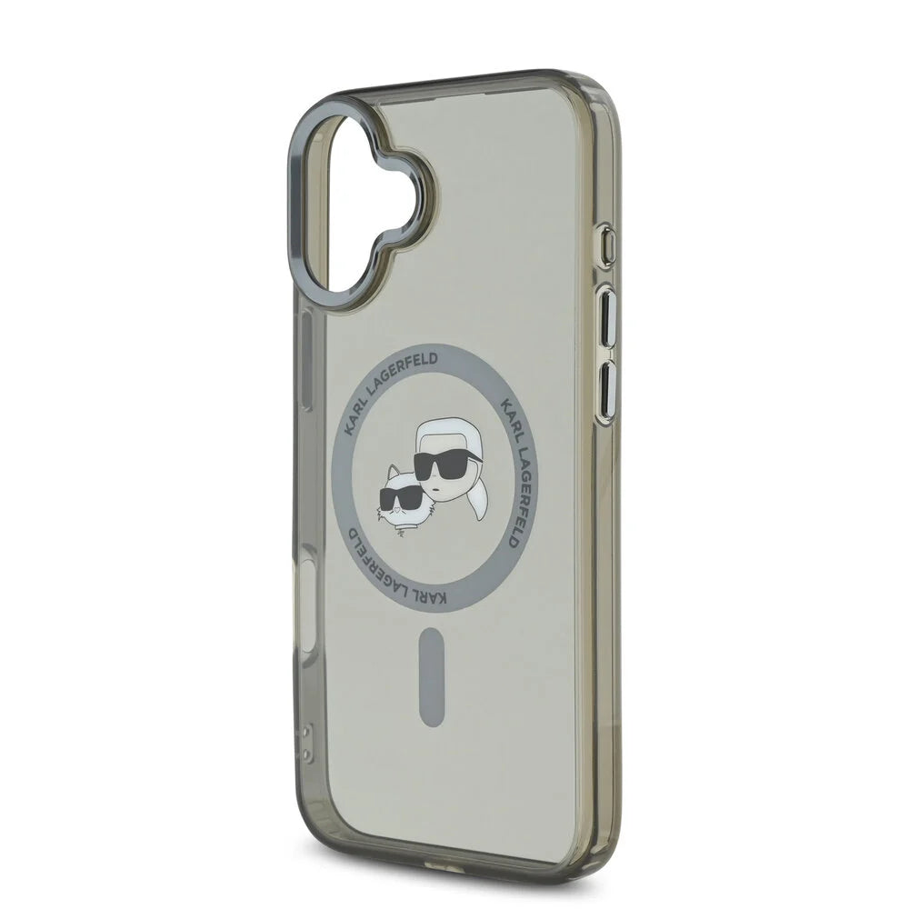 Futrola MagSafe za Apple iPhone 16 Plus, Karl Lagerfeld, IML Metal Karl & Choupette's Heads, Crna