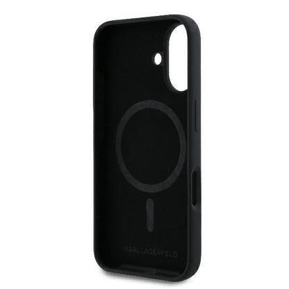 Futrola MagSafe za Apple iPhone 16 Plus, Karl Lagerfeld, Silikonski prsten Karl & Choupette, Crna