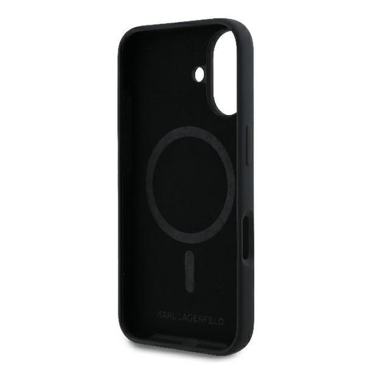 Futrola MagSafe za Apple iPhone 16 Plus, Karl Lagerfeld, Silikonski prsten Karl & Choupette, Crna