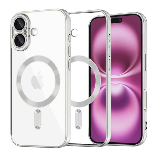 MagSafe futrola za Apple iPhone 16 Plus, Techsuit, Luxury Crystal, Srebrna