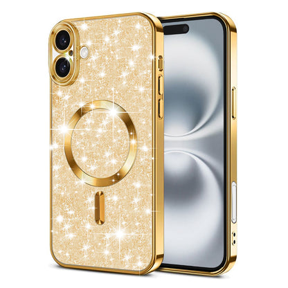 MagSafe maska za Apple iPhone 16 Plus, Techsuit, Luxury Glitter, Zlatna