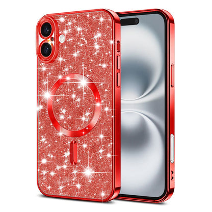 MagSafe maska za Apple iPhone 16 Plus, Techsuit, Luxury Glitter, Crvena