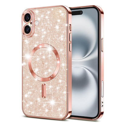 MagSafe futrola za Apple iPhone 16 Plus, Techsuit, Luxury Glitter, Ružičasto Zlatna