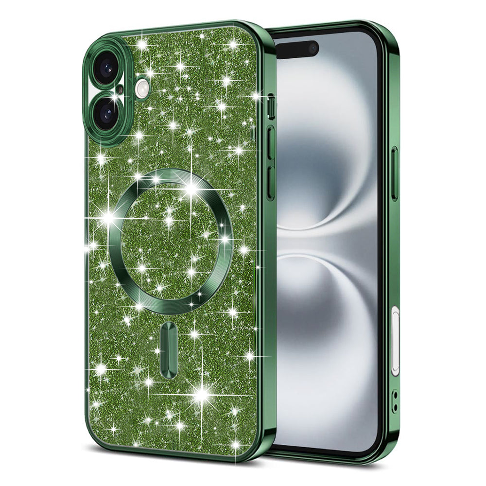 MagSafe maska za Apple iPhone 16 Plus, Techsuit, Luxury Glitter, Tamno Zelena