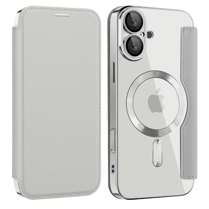 MagSafe futrola za Apple iPhone 16 Plus, Techsuit, SmartMag Book, Siva