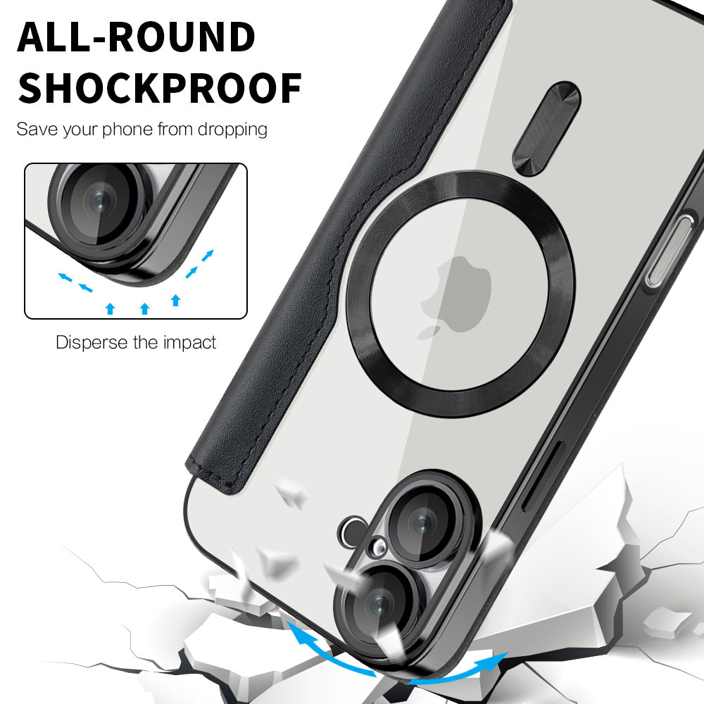 MagSafe futrola za Apple iPhone 16 Plus, Techsuit, SmartMag Book, Crna