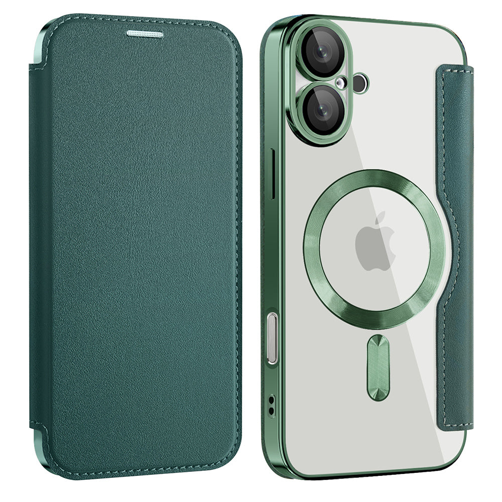 MagSafe futrola za Apple iPhone 16 Plus, Techsuit, SmartMag Book, Zelena