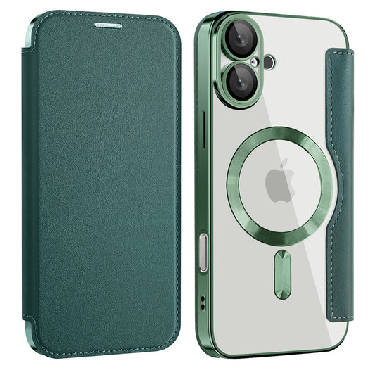MagSafe futrola za Apple iPhone 16 Plus, Techsuit, SmartMag Book, Zelena