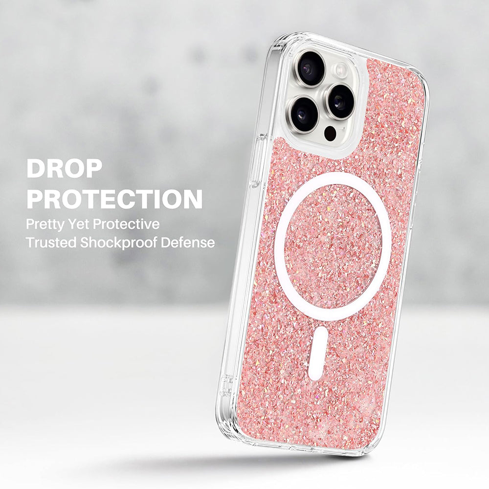 MagSafe maska za Apple iPhone 16 Plus, Techsuit, Sparkly Glitter, Magenta