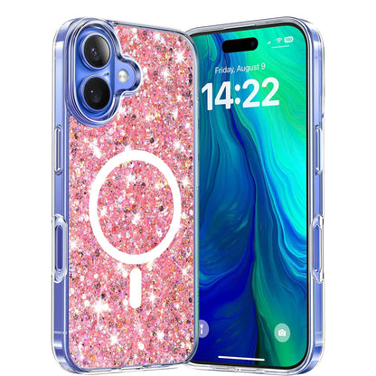 MagSafe futrola za Apple iPhone 16 Plus, Techsuit, Sparkly Glitter, Roza