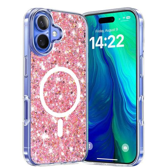 MagSafe futrola za Apple iPhone 16 Plus, Techsuit, Sparkly Glitter, Roza