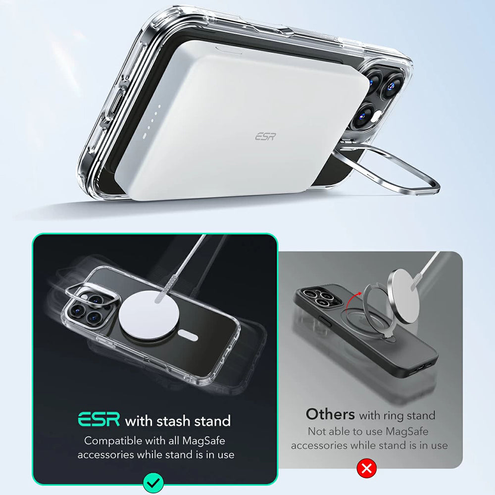 Husa MagSafe za Apple iPhone 16 Pro, ESR, Classic Hybrid Kickstand, Crno Prozirna