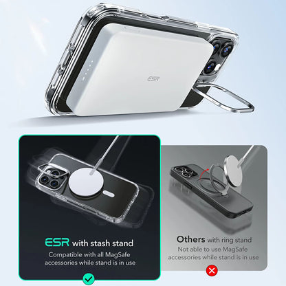 Husa MagSafe za Apple iPhone 16 Pro, ESR, Classic Hybrid Kickstand, Crno Prozirna