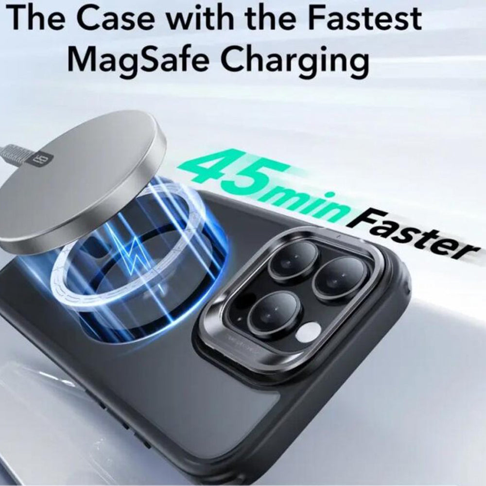 Husa MagSafe za Apple iPhone 16 Pro, ESR, Classic Hybrid Kickstand Slide, Satin Crna
