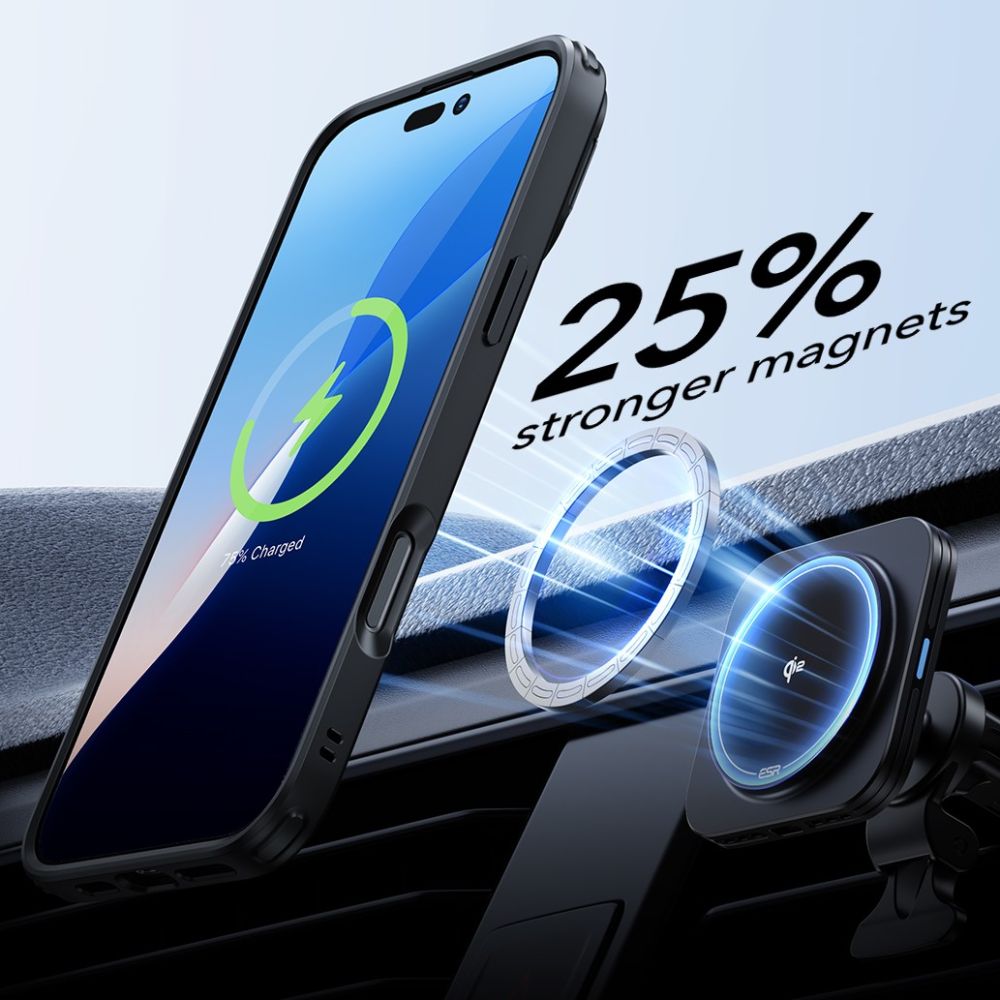 Husa MagSafe za Apple iPhone 16 Pro, ESR, Classic Hybrid Kickstand sa zaštitom za ekran, Crna Prozirna