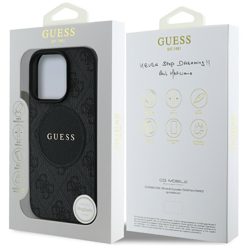 MagSafe futrola za Apple iPhone 16 Pro, Guess, 4G Circle Classic Logo, Crna