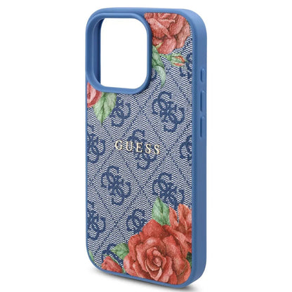 MagSafe futrola za Apple iPhone 16 Pro, Guess, 4G Flowers Print, Plava