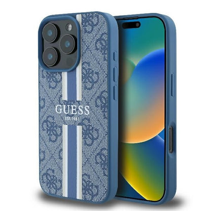 MagSafe futrola za Apple iPhone 16 Pro, Guess, 4G Printed Stripes, Plava