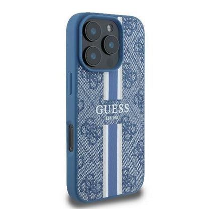 MagSafe futrola za Apple iPhone 16 Pro, Guess, 4G Printed Stripes, Plava