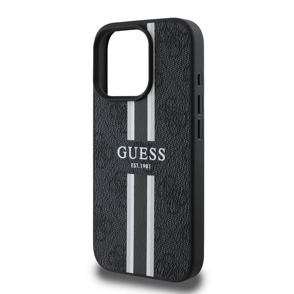 MagSafe futrola za Apple iPhone 16 Pro, Guess, 4G Printed Stripes, Crna