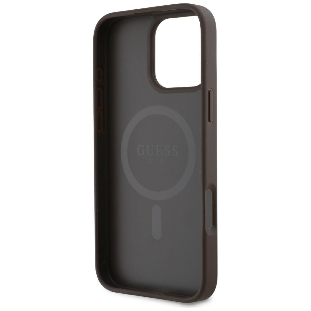 MagSafe futrola za Apple iPhone 16 Pro, Guess, 4G Small and Classic Logo, smeđa