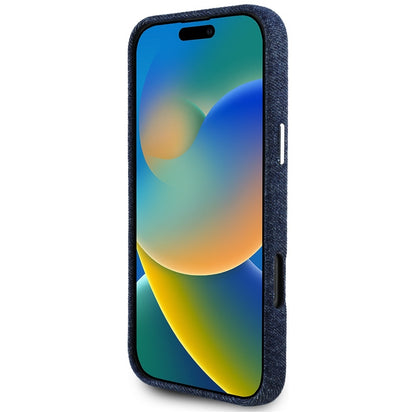 MagSafe futrola za Apple iPhone 16 Pro, Guess, Denim Triangle Logo, Plava