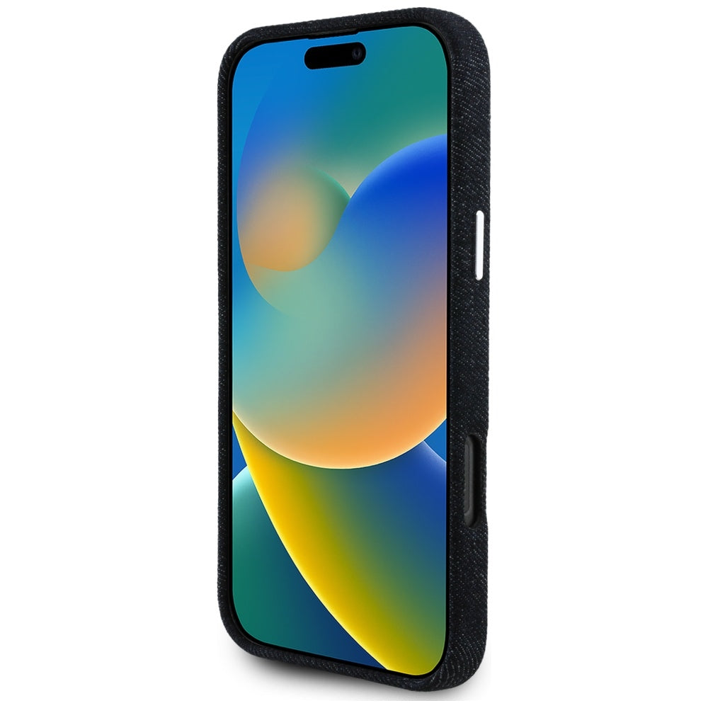 MagSafe futrola za Apple iPhone 16 Pro, Guess, Denim Triangle Logo, Crna