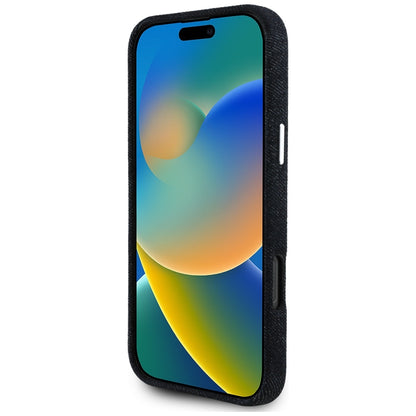 MagSafe futrola za Apple iPhone 16 Pro, Guess, Denim Triangle Logo, Crna