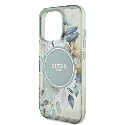 MagSafe futrola za Apple iPhone 16 Pro, Guess, IML Flower & Tonal Circle, Zelena