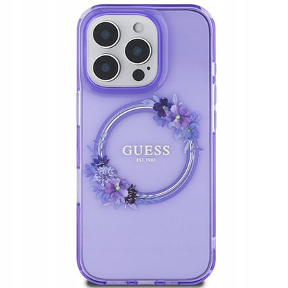 MagSafe futrola za Apple iPhone 16 Pro, Guess, IML Flowers Wreath, Ljubičasta